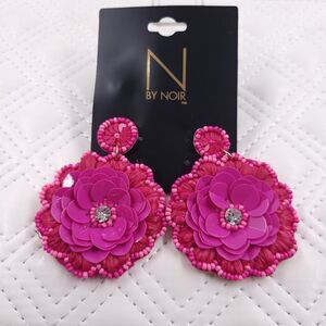 N by Noir Women's Pink Floral Earrings